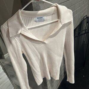 Old Navy Ivory Ribbed Knit Top
